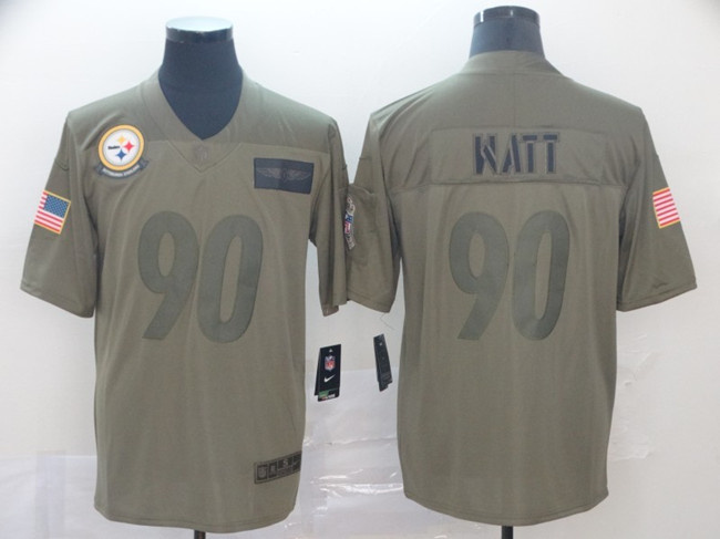 Men's Pittsburgh Steelers #90 T. J. Watt 2019 Camo Salute To Service Limited Stitched Jersey